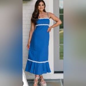 Lalavon NWT Blue Wave Maxi Dress Size Small PTP 17